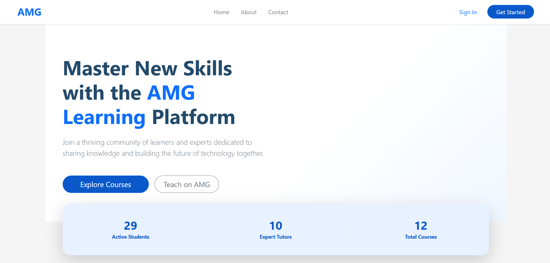 Amg Platform Landing Page